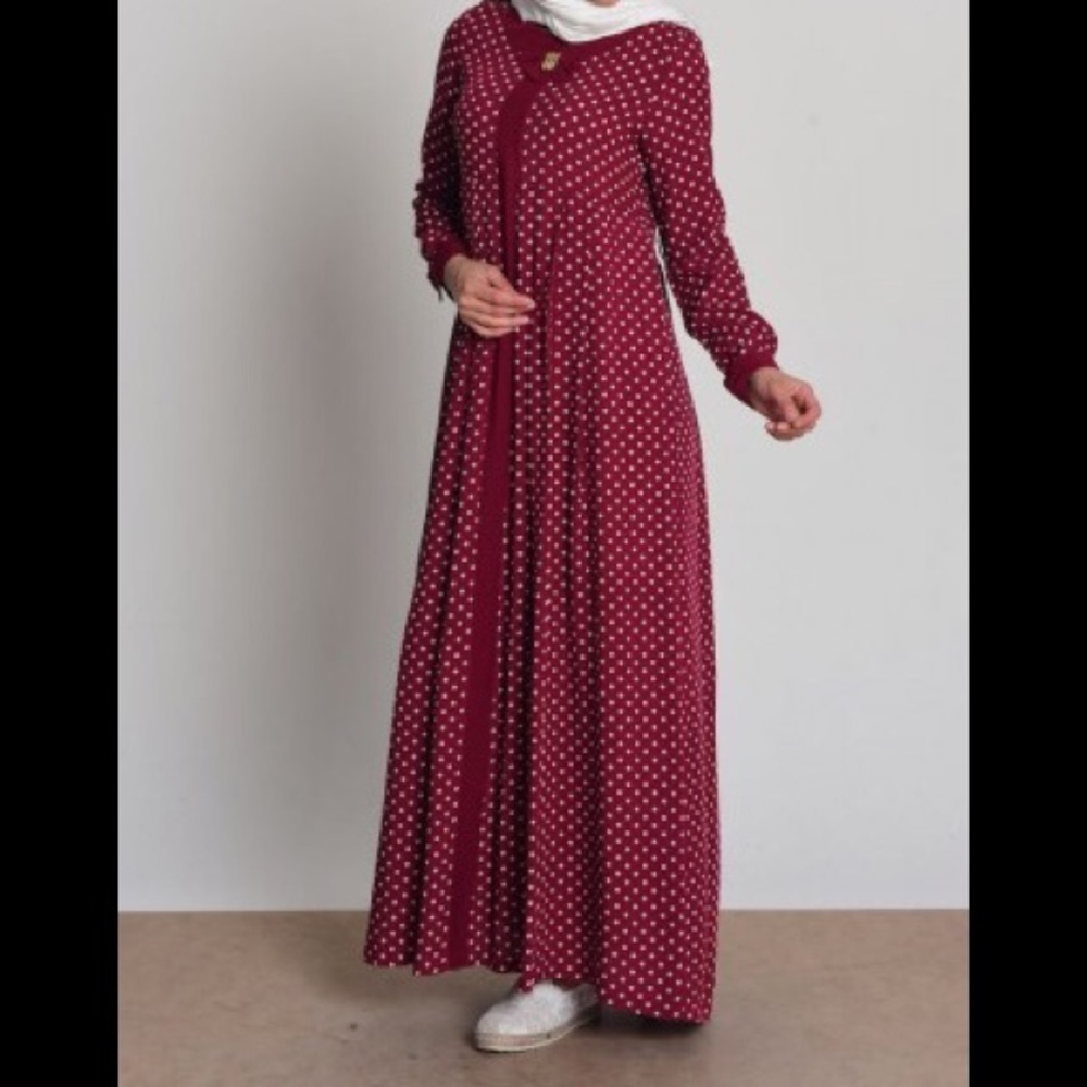 Red Polka Dots Maternity party Abaya Dress sz 14